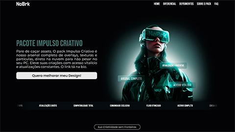 Landing Page do pack Impulso Criativo, um pack para designers criado pela Nobrk.